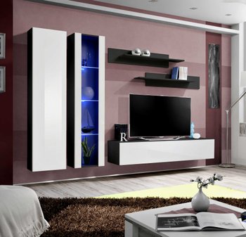 Комплект мебели в гостиную ASM FLY A 23 ZW FY A4 Черный матовый/Белый глянцевый из Польши