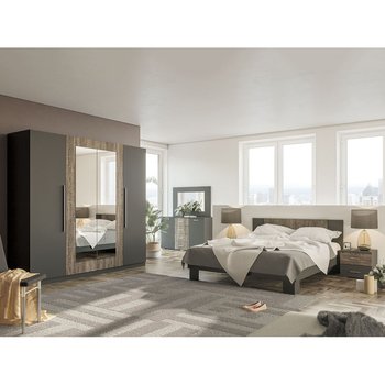 Комплект меблів для спальні Лілея Нова в антрациті з вставками дуб грандж, включаючи шафу та дзеркало