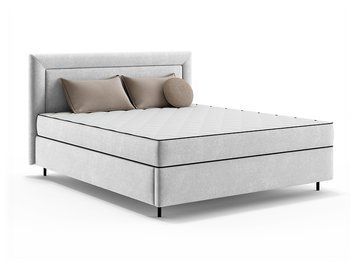 Кровать континентальная BRW Vico 160&times;210 &mdash; серый, ткань Maloy 03, с основанием, металлические ножки, с матрасом, с коробом для хранения фото - artos.in.ua