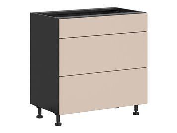 Тумба кухонна нижня BRW Tabes 2 80 &mdash; чорний / мигдальний бежевий, 3 шухляди, тихе закривання фото - artos.in.ua
