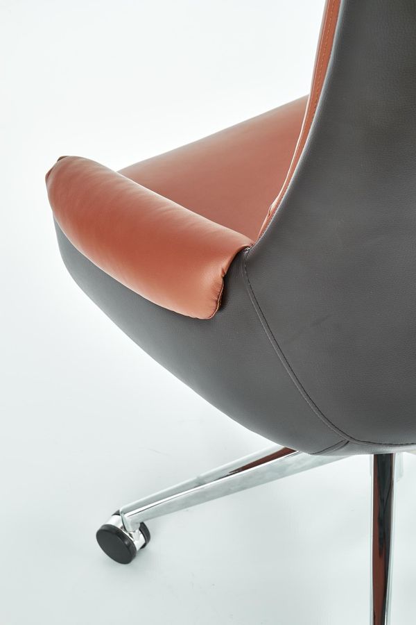 Крісло офісне Calvano механізм Tilt, хромований метал / екошкіра світло-коричневий, темно-коричневий Halmar Польща