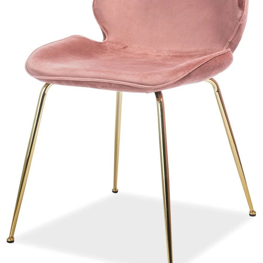 Стильный стул в гостиную ADRIEN Signal розовый на золотых ножках Польша