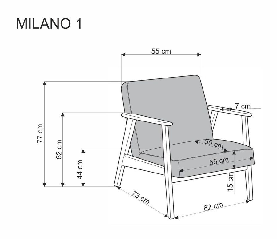Кресло MILANO 1S бежевый фото - artos.in.ua