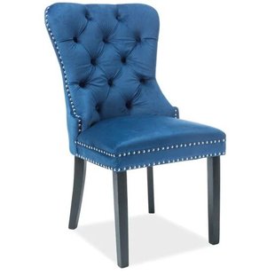 Крісла із вельветовою оббивкою синього кольору Signal August Velvet на кухню у стилі капітоні Польща фото - artos.in.ua