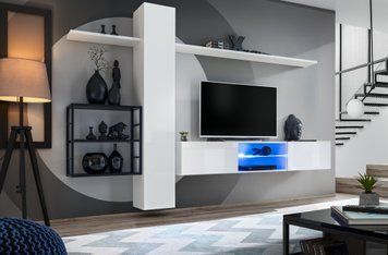 Комплект меблів у вітальню ASM Switch Met V 27 WS SWM 5, білий матовий, чорний глянцевий фото - artos.in.ua