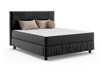 Ліжко континентальне BRW Liria 160&times;200 &mdash; чорний, тканина Velvet 216.26, з матрацом, з основою, оббиті ніжки, з коробом для зберігання фото - artos.in.ua
