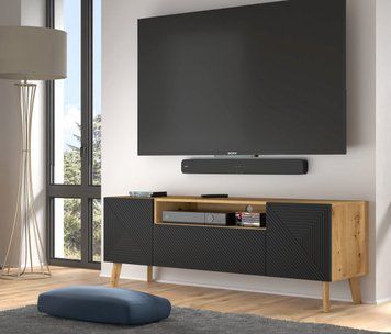 Тумба под телевизор LUXI 160 дуб артизан/черный BIM FURNITURE фото - artos.in.ua