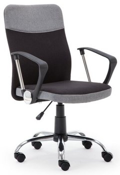 Кресло компьютерное Topic механизм Пиастра, хромированный металл/ткань черный, мембранная ткань серый Halmar Польша