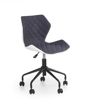 Кресло компьютерное Matrix механизм Пиастра, металл черный/ткань серый, экокожа белый Halmar Польша