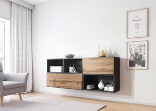 Польський комод CAMA Roco 16 в стилі хай-тек 75x187x39 Антрацит/Дуб вотан фото - artos.in.ua
