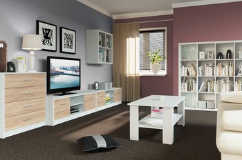 Комплект мебели в гостиную Nepo Plus BRW белый / дуб сонома Польша
