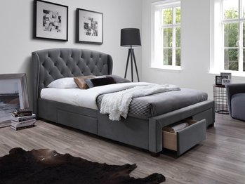 Ліжко HALMAR SABRINA 160 двоспальне сіре з тканини Польща