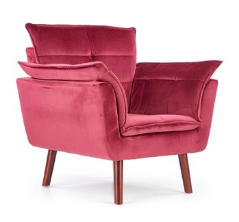 Кресло для отдыха в гостиную, спальню Rezzo дерево темный орех/бархатная ткань бордовый Halmar Польша