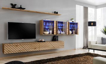 Комплект меблів у вітальню ASM Switch XVII WTL SW 17, дуб Wotan, фрезеровані фасади фото - artos.in.ua