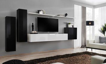 Комплект мебели в гостиную ASM Switch I 26 ZW SW 1, черный матовый, белый глянцевый фото - artos.in.ua