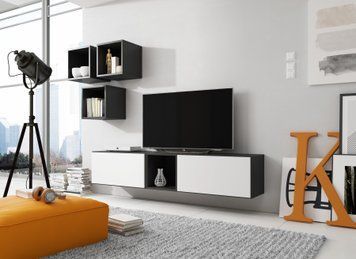 Модульна стінка CAMA ROCO 8 &mdash; Чорний мат / Білий мат фото - artos.in.ua