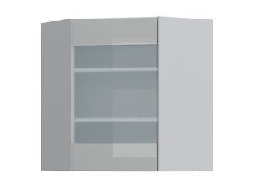 Вітрина кухонна навісна кутова BRW Top Line 60&times;72 &mdash; Сірий Гренола / Сірий глянець, праве відкривання фото - artos.in.ua