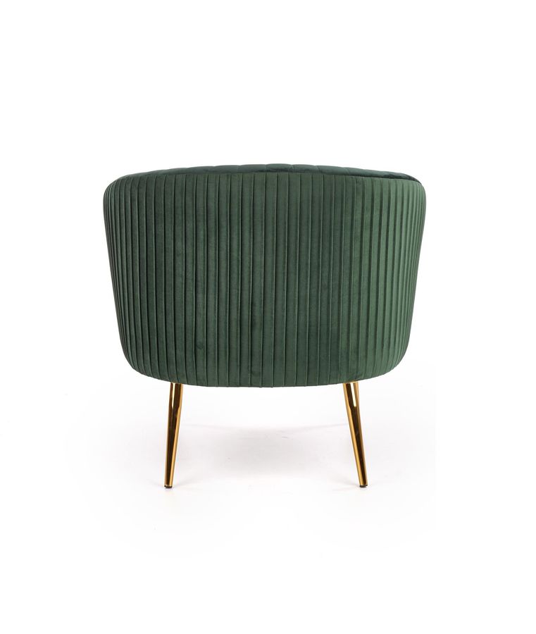 Кресло для отдыха в гостиную, спальню Crown сталь золотой/бархатная ткань темно-зеленый Halmar Польша