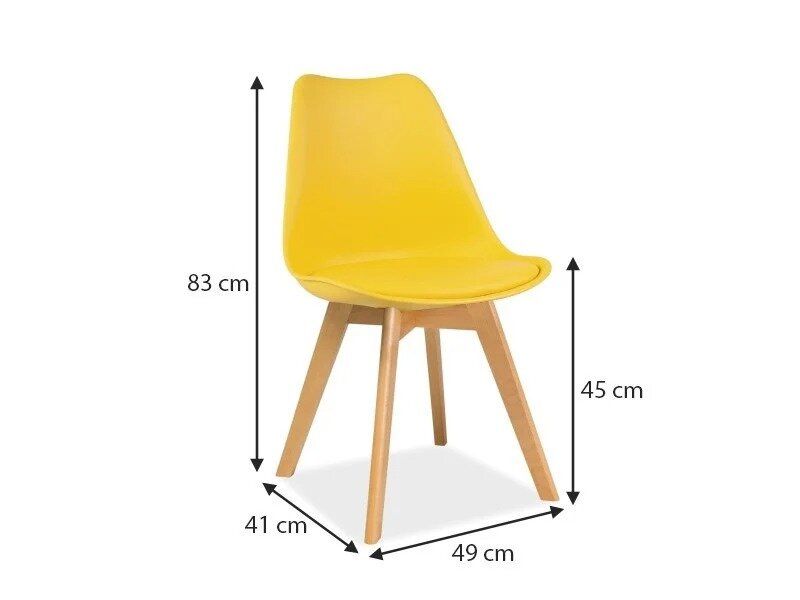 Кухонный пластиковый стул KRIS SIGNAL жёлтый на деревянных ножках Польша