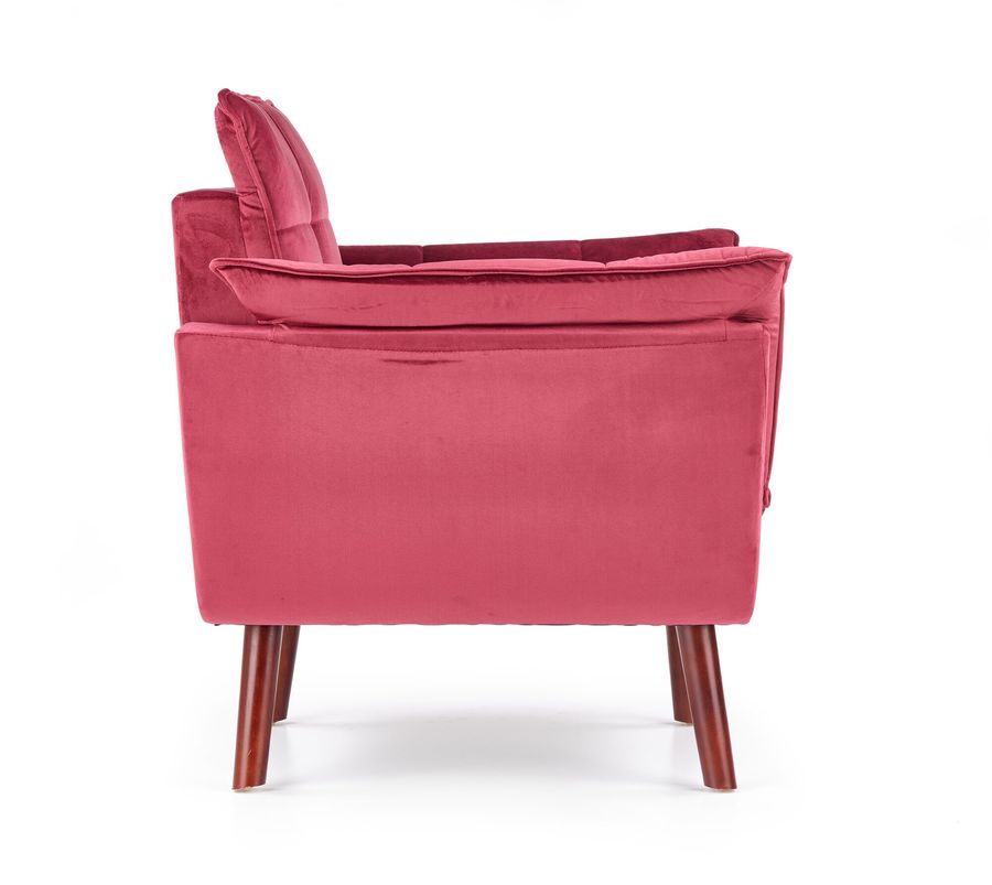 Крісло для відпочинку в вітальню, спальню Rezzo дерево темний горіх / оксамитова тканина бордовий Halmar Польща