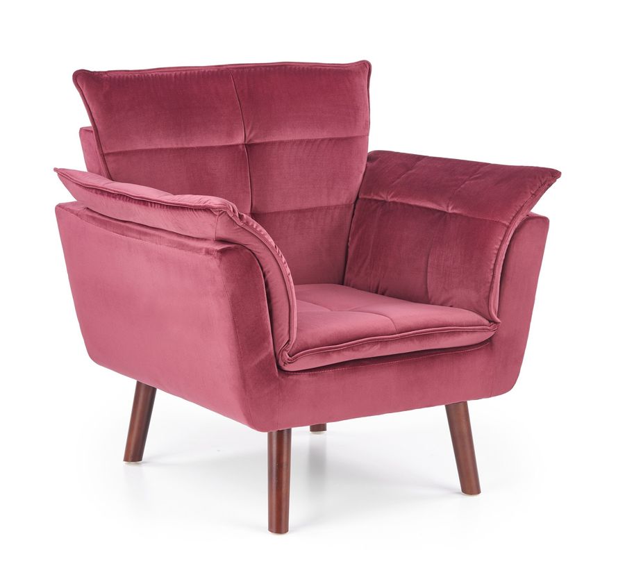Кресло для отдыха в гостиную, спальню Rezzo дерево темный орех/бархатная ткань бордовый Halmar Польша