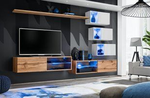 Комплект мебели в гостиную ASM Switch XXIV WTW SW 24 Дуб Вотан/Дуб Вотан/Белый матовый из Польши фото - artos.in.ua