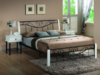 Двоспальні ліжка фото Ліжко двоспальне металеве на ніжках Parma SIGNAL 160x200 біле Польща - artos.in.ua