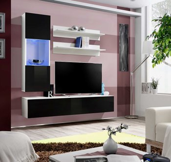 Комплект мебели в гостиную ASM FLY H 23 WS FY H3 Белый матовый/Черный глянцевый из Польши