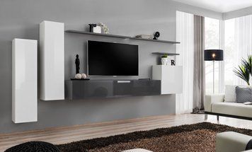 Комплект мебели в гостиную ASM Switch I 27 WG SW 1, белый матовый, белый глянцевый, графит матовый, графит глянцевый фото - artos.in.ua