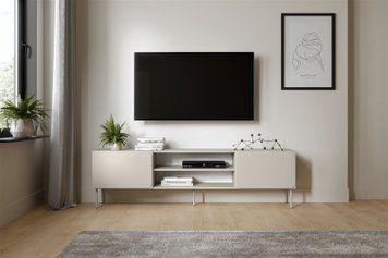 Тумба під телевізор CAMA RAFAEL RTV 200 EF без камінної вставки &mdash; кашемір мат фото - artos.in.ua