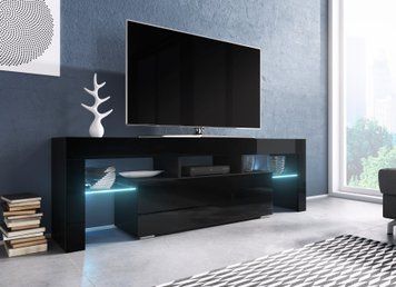Длинная тумба под телевизор CAMA TORO 138 модерн Черный мат/Черный глянец фото - artos.in.ua