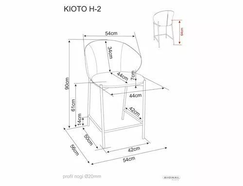 Полубарный стул Kioto H-2 Signal 54&times;90, бежевый, ткань, орех, металл фото - artos.in.ua