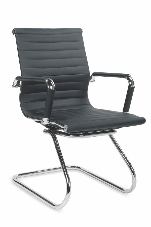 Крісло офісне Prestige Skid хромований метал / екошкіра чорний Halmar Польща