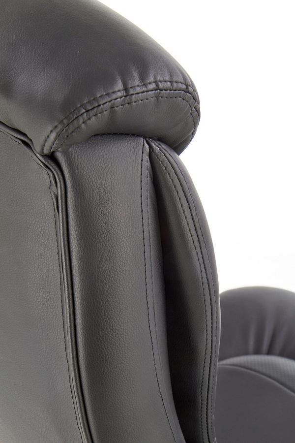 Крісло для кабінету Quad механізм Мультиблок, хромований метал / перфорована екошкіра чорний Halmar Польща