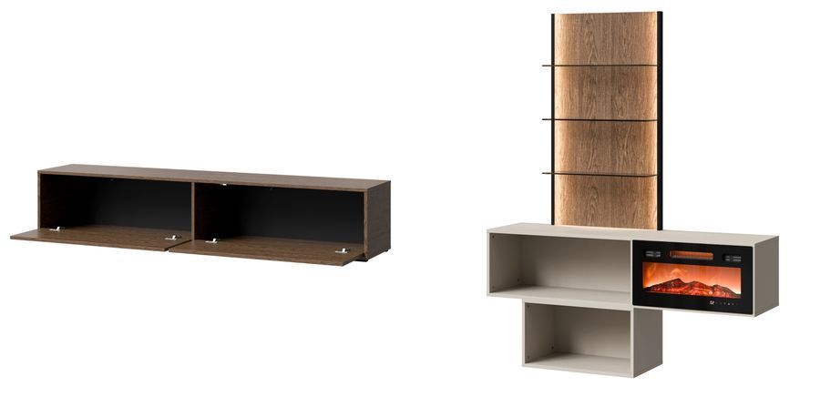 Комплект мебели CAMA LAVI с LED и камином &mdash; Baltic Storm / кашемир мат фото - artos.in.ua