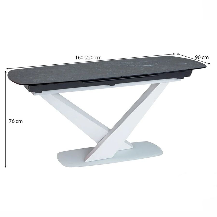 Обеденный большой стол на одной ноге CASSINO 160x90 SIGNAL черный Польша