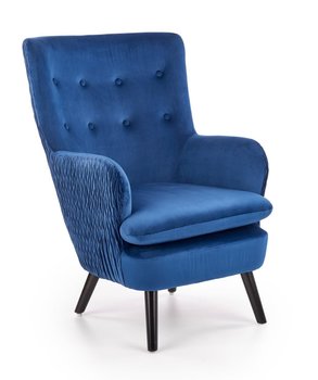 Крісло для відпочинку в вітальню, спальню Ravel дерево чорний / оксамитова тканина темно-синій Halmar Польща