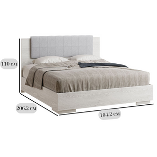 Двоспальне ліжко з м'яким узголів'ям світло-сірого кольору Вівіан розміром 160х200 см, з ламелями фото - artos.in.ua