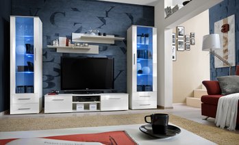 Комплект мебели в гостиную ASM Galino C 23 WWH GC Белый матовый/Белый глянцевый из Польши