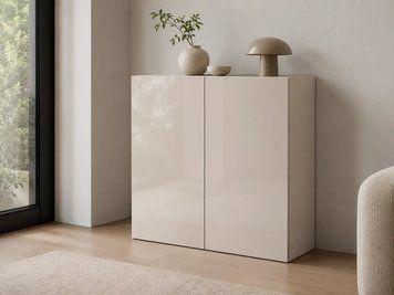 Комод Спейс 2Д 80&times;80&times;42 см Світ Меблів, лакированный фасад, Кашемир / Нимфея Альба / Графит фото - artos.in.ua