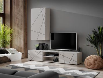Стенка в гостиную ASM Geo I CC GEO1, кашемир, черные полосы фото - artos.in.ua