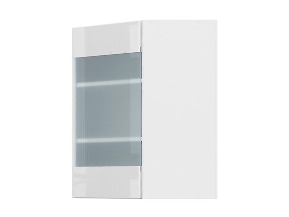 Витрина кухонная навесная угловая BRW Top Line 60&times;72 &mdash; Альпийский белый / Белый глянец, правое открывание фото - artos.in.ua