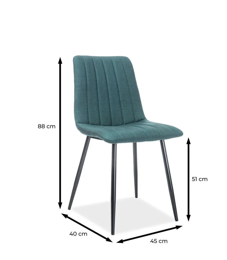 Сучасний стілець ALAN SIGNAL тканина зелена на металевих ніжках.