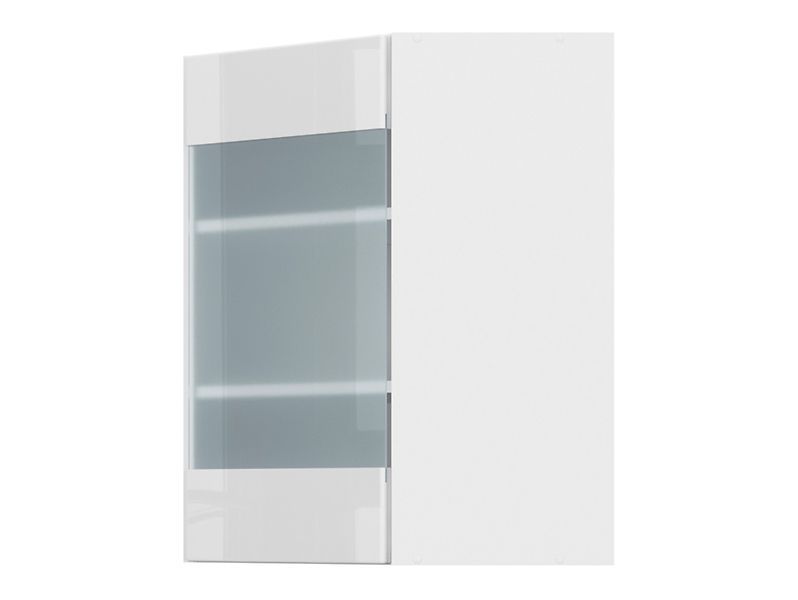 Витрина кухонная навесная угловая BRW Top Line 60&times;72 &mdash; Альпийский белый / Белый глянец, правое открывание фото - artos.in.ua