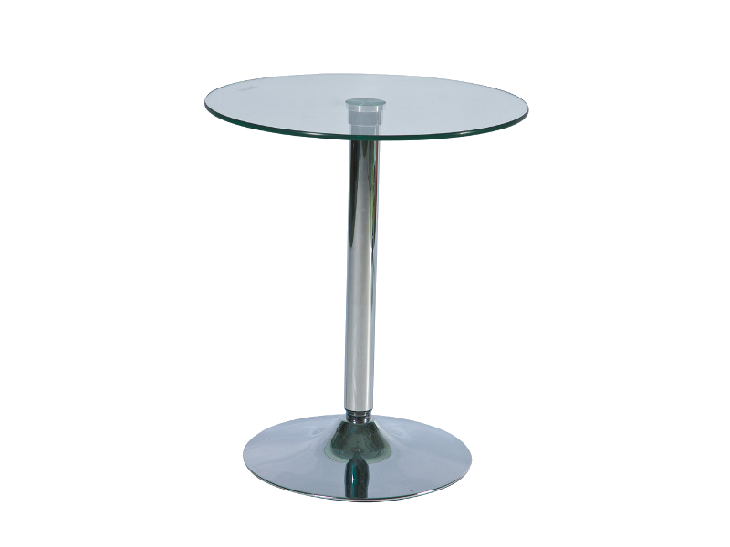 Стеклянный барный стол SIGNAL B-100 Прозрачный из закаленного стекла ножка хром Польша