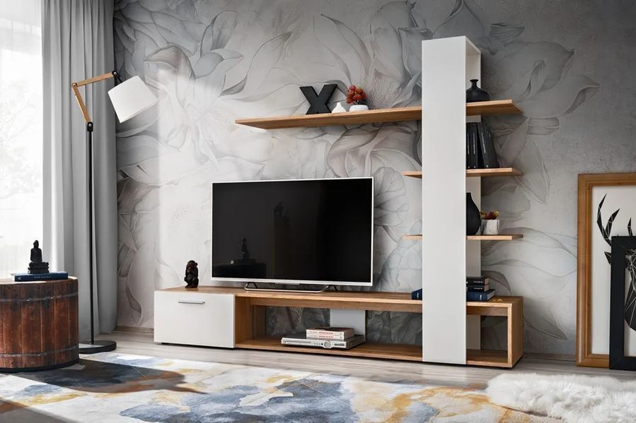 Стенка в гостиную ASM Eco WTW EC, 190 см, дуб Wotan / белый мат фото - artos.in.ua