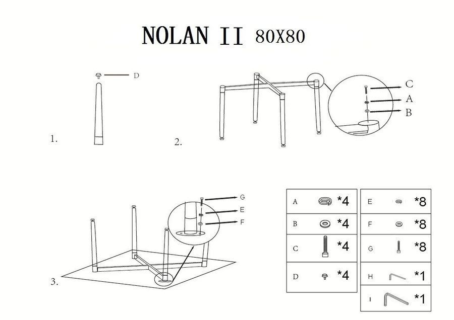 Стіл Nolan 80x80 Signal Білий фото - artos.in.ua