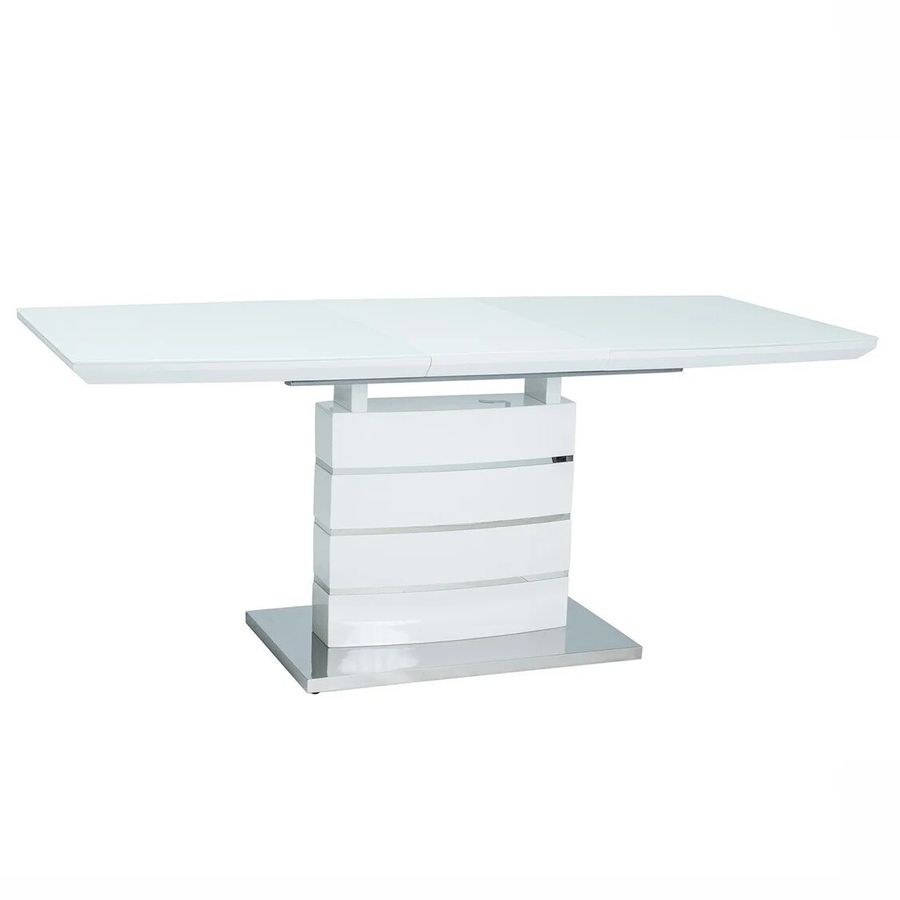 Обеденный большой раскладной стол LEONARDO 160-220X80см SIGNAL белый на одной ножке Польша