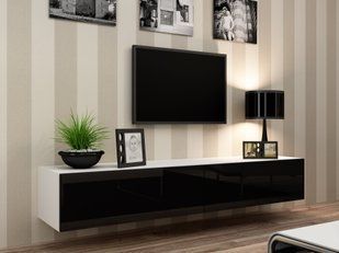 Тумба під телевізор CAMA VIGO 180 Білий мат/Чорний глянець у спальню фото - artos.in.ua