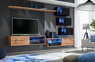 Комплект мебели в гостиную ASM Switch XXIV WTS SW 24 Дуб Вотан/Черный из Польши фото - artos.in.ua